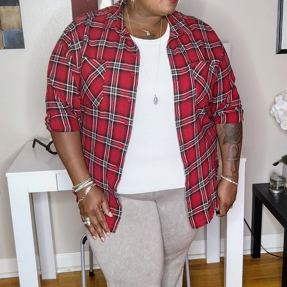 Plus size plaid shirt